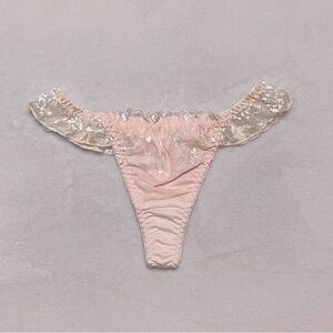Sold Out! Japanese heart shape embroidered lace ruffle nylon thong JP-L/US-S, M